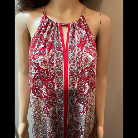 Max Studio Red Paisley print Maxi Sun Dress SZ10 - Picture 2 of 16